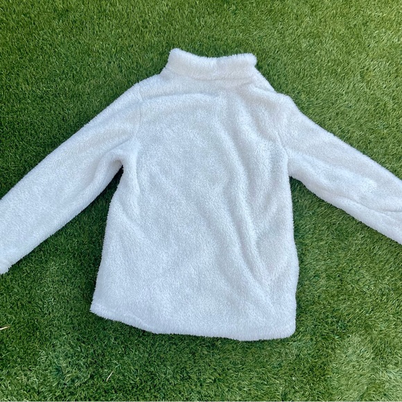 White Sherpa Pullover Quarter Zip Fuzzy Fleece Teddy Sweatshirt, Size S - Picture 6 of 7